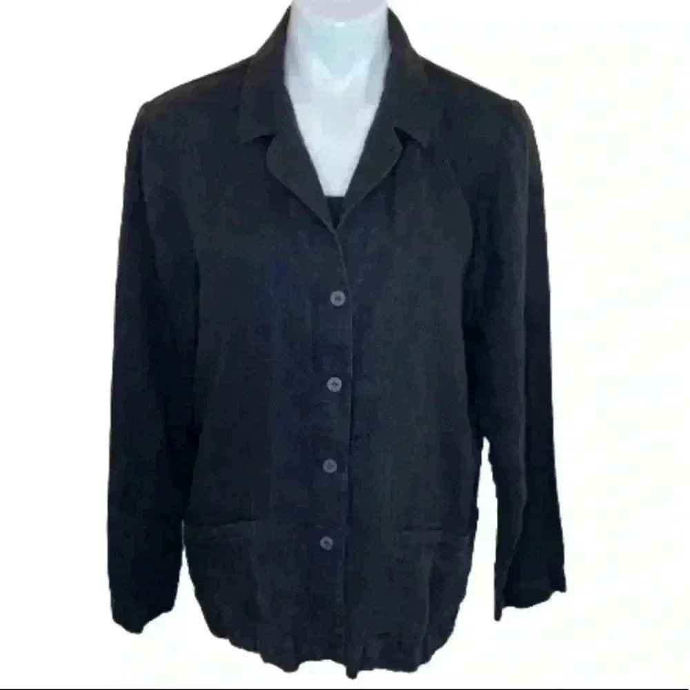 Eileen Fisher button jacket lagenlook chore  barn coat cottagecore